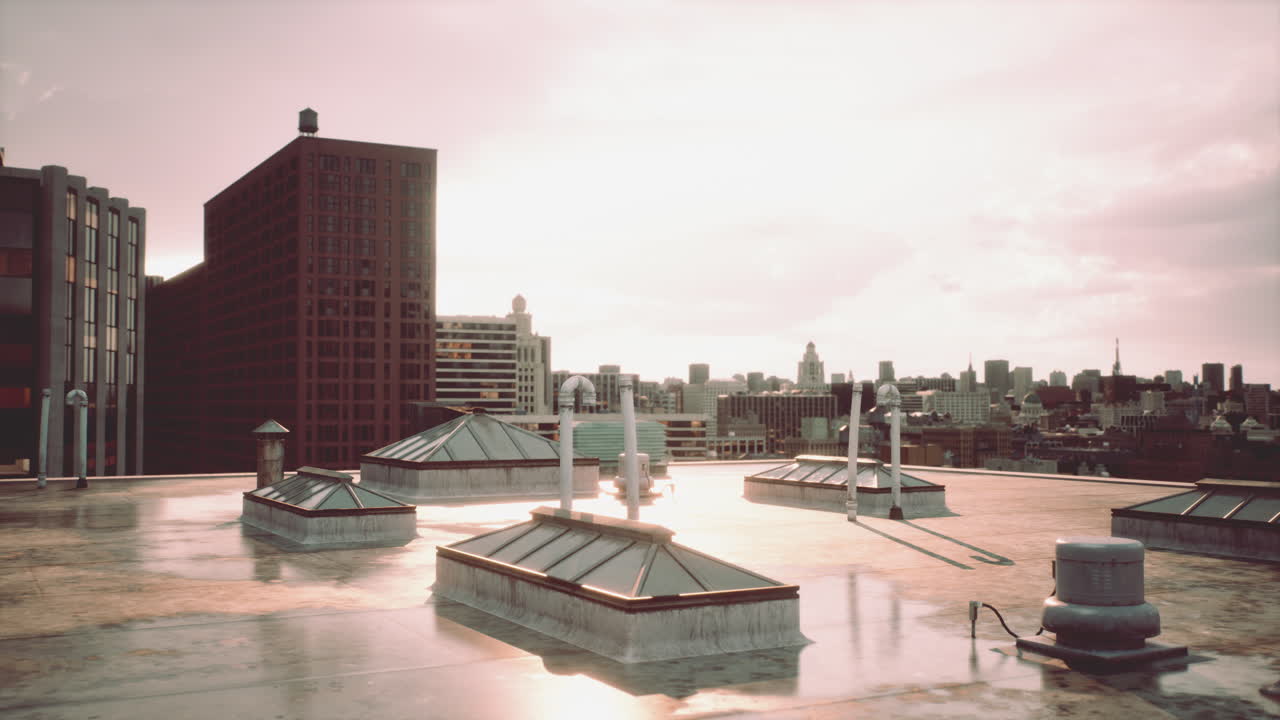 City Rooftop View at Sunset