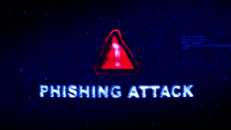 phishing attack text digital noise twitch glitch distortion effect error loop animation.