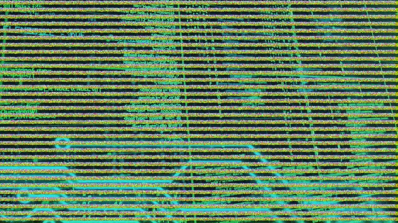 Animation of data processing over black background