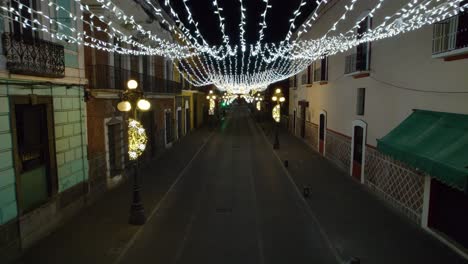 drone footage of the christmas decorations in the streets of puebla city in méxico