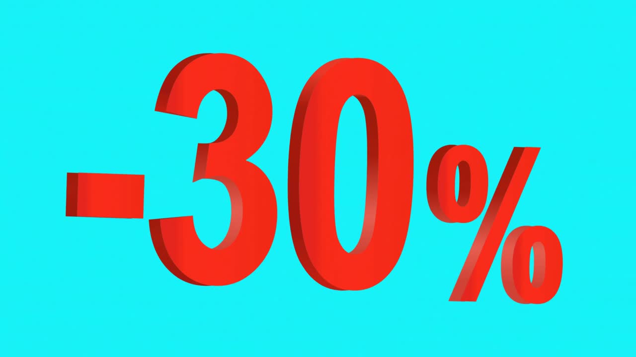 animación de círculos de colores y un 30% de descuento
