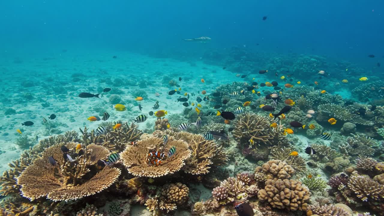 Vibrant Underwater Ecosystem: A Stunning Captivation of Colorful Coral Reefs and Diverse Marine Life Beneath the Crystal-Clear Ocean Water