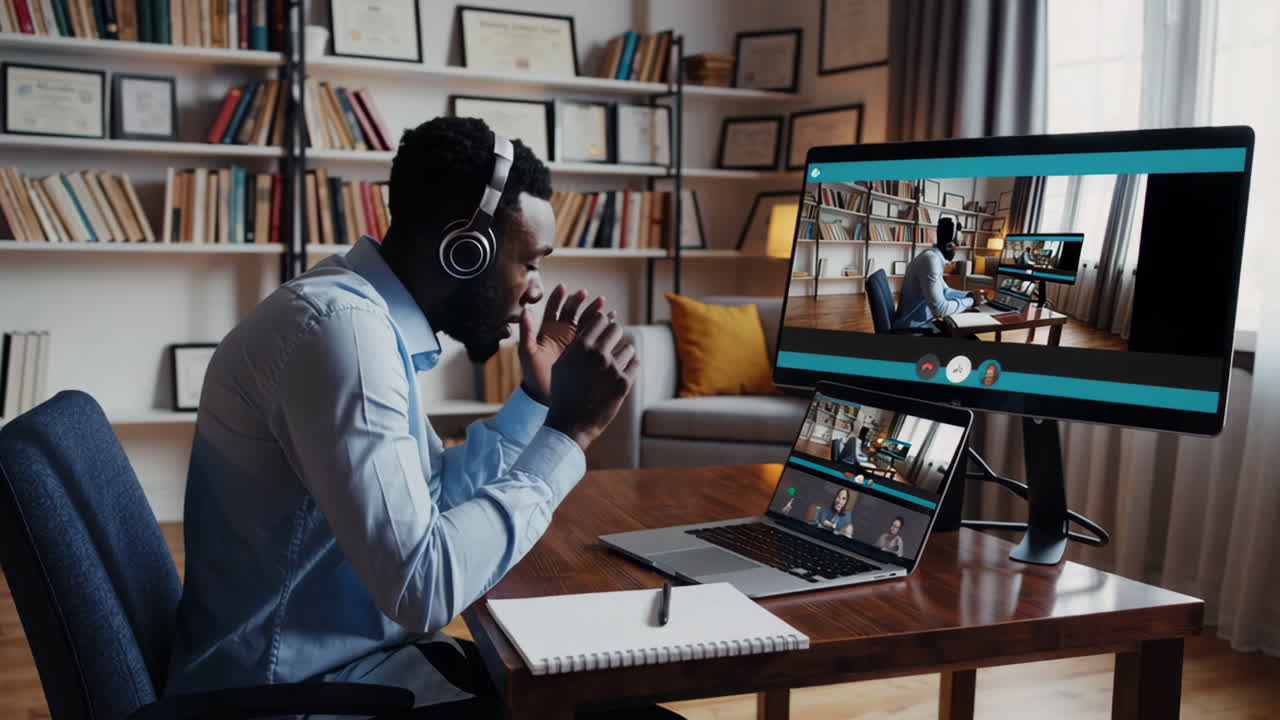 Man in a video conference