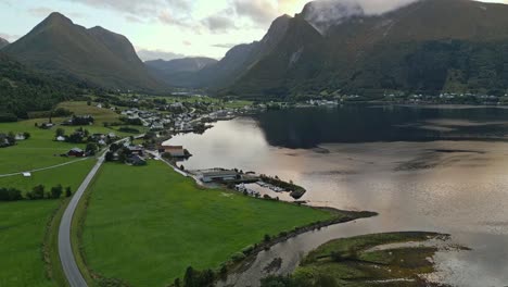 aerial over syvde, vanylven municipality, norway