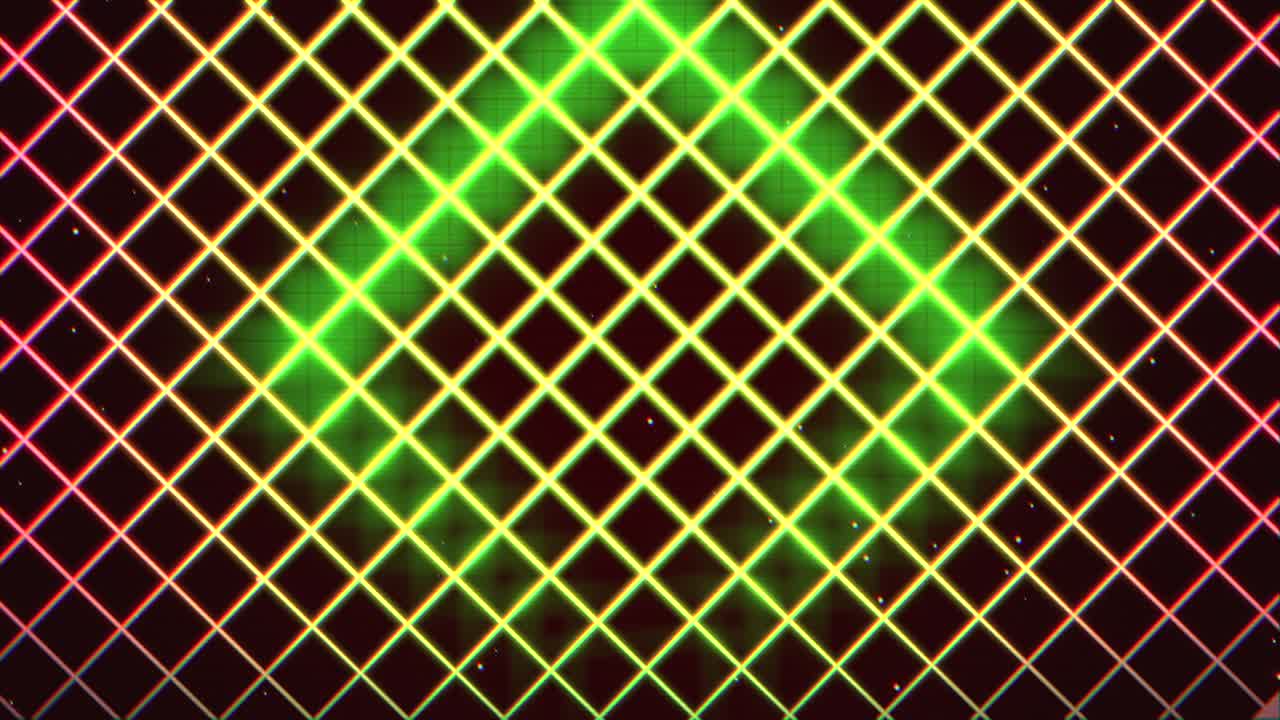 cuadrícula de neón retro con luz verde