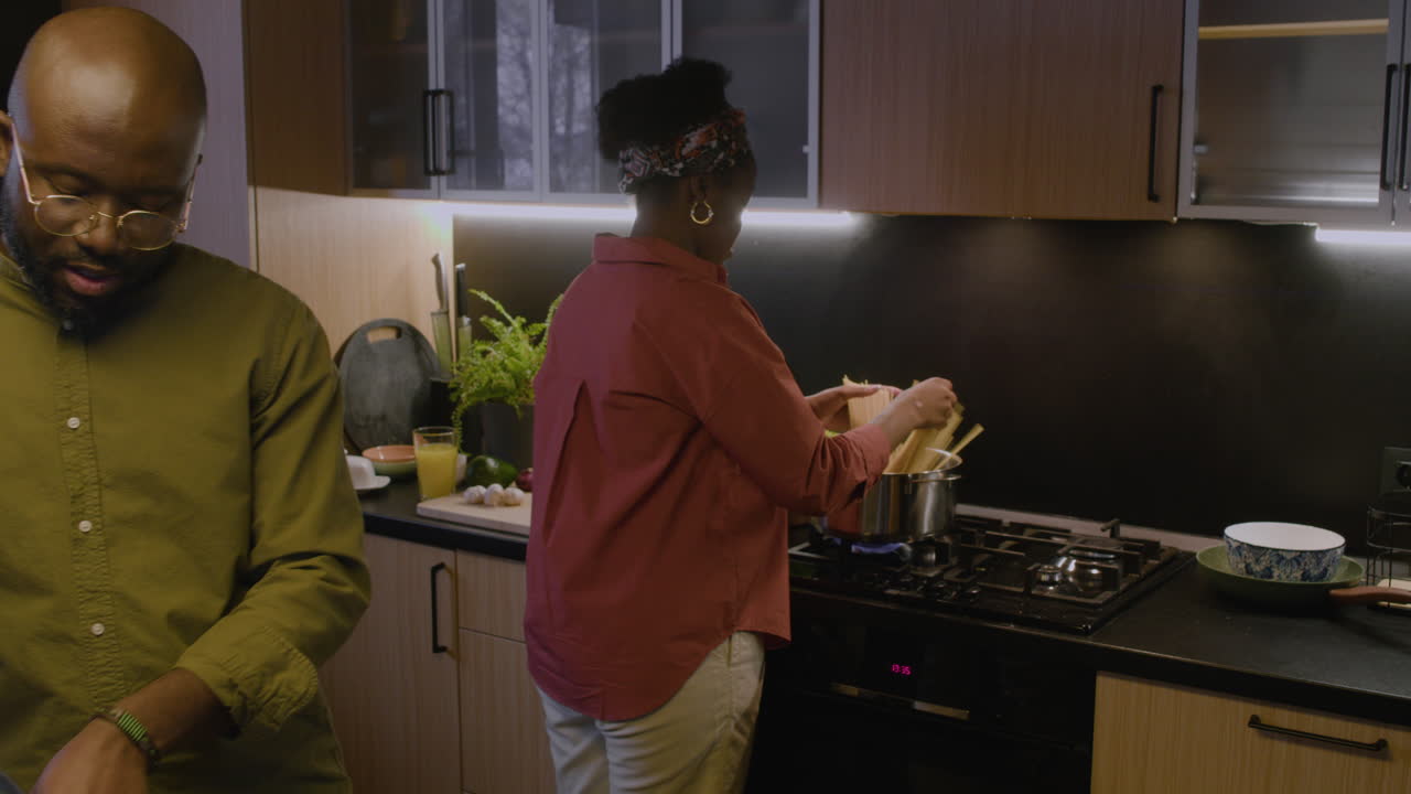 Couple cooking in the kitchen