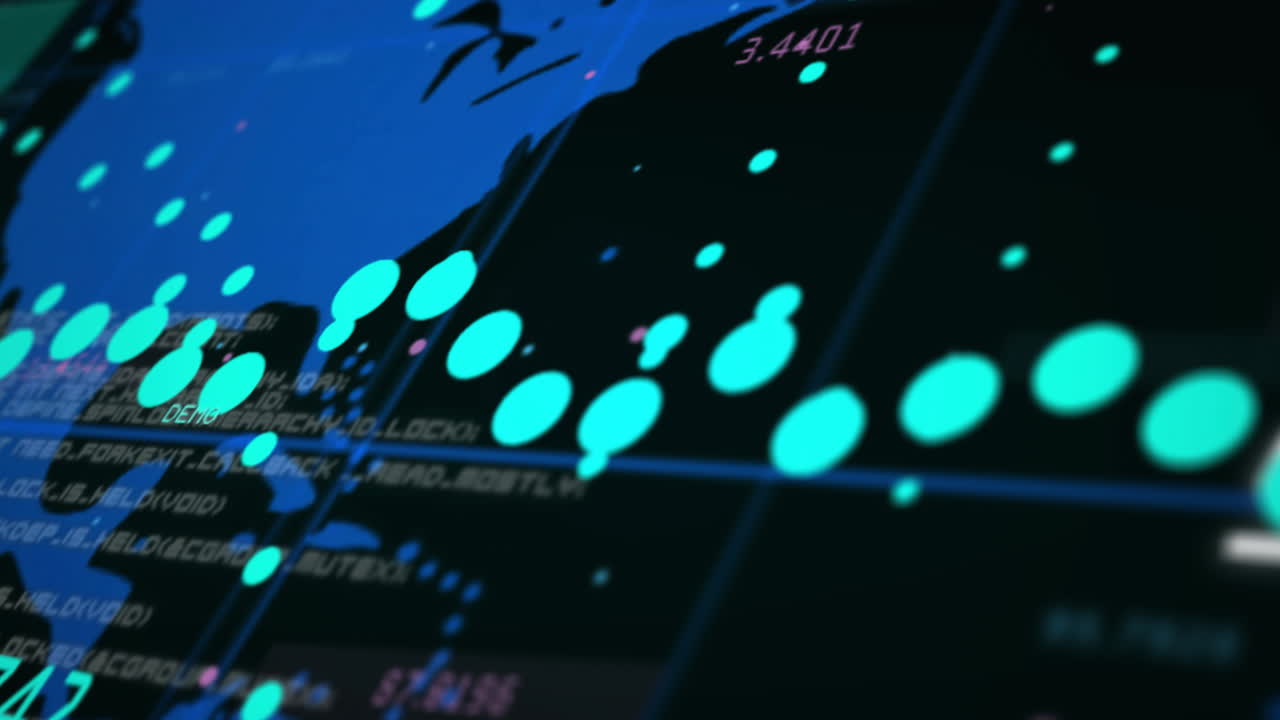 animación del mapa del mundo sobre el procesamiento de datos