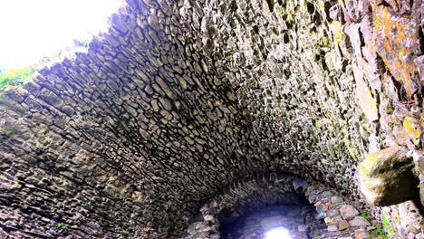 el techo abovedado de la ruina del castillo de dunhill interior artesanía antigua y diseño todavía se encuentra hoy en waterford irlanda