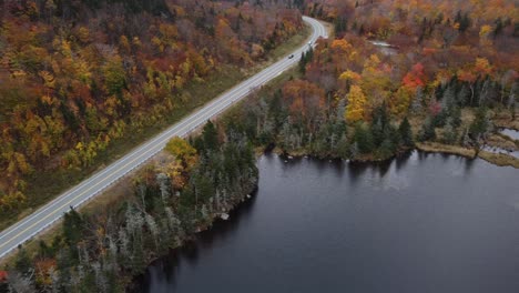 aerial view of beaver pond autumn foliage of white mountain national forest new hampshire