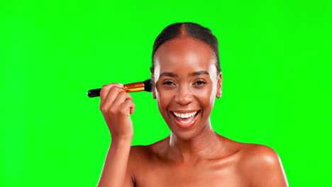 face, beauty and black woman with brush