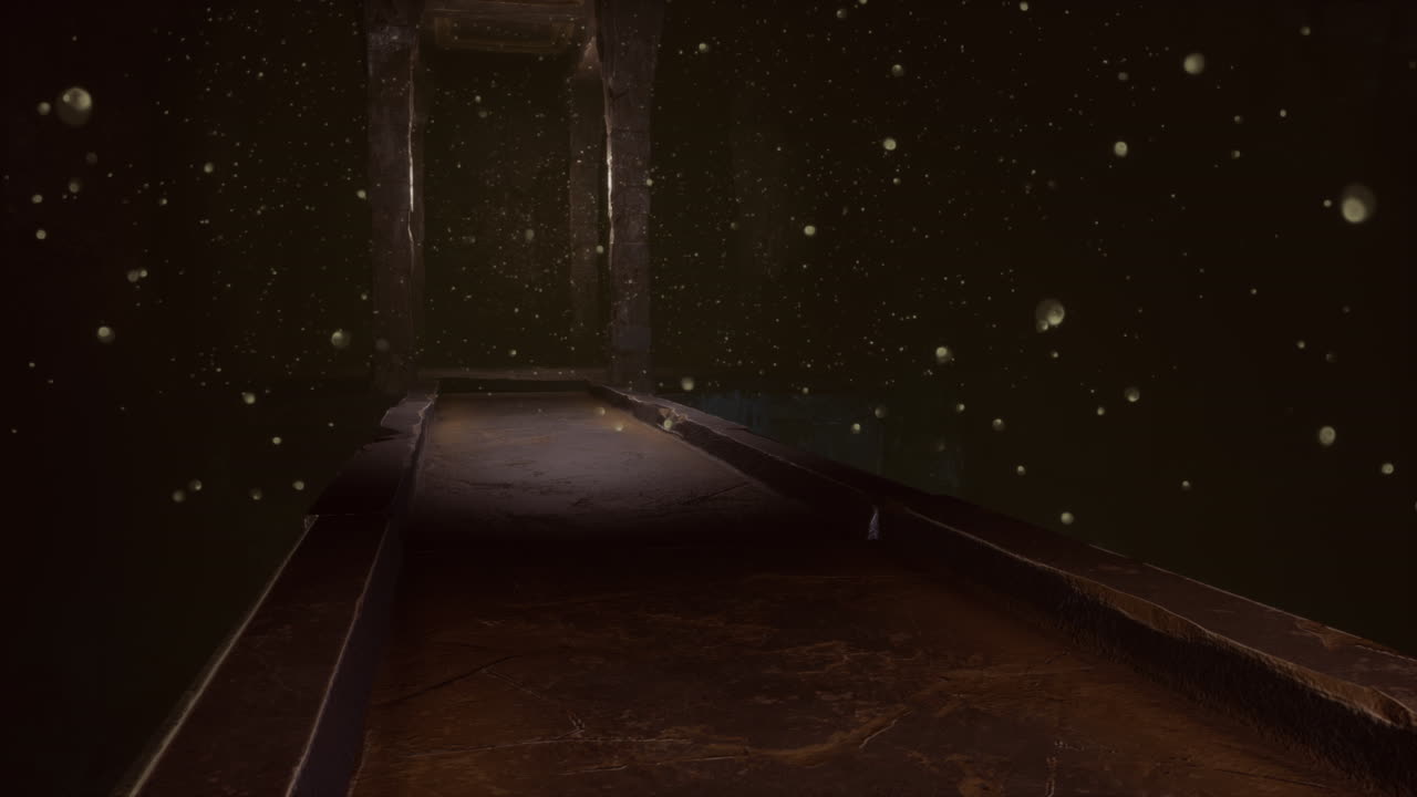 지하 세계 에 있는 오래된 돌 다리