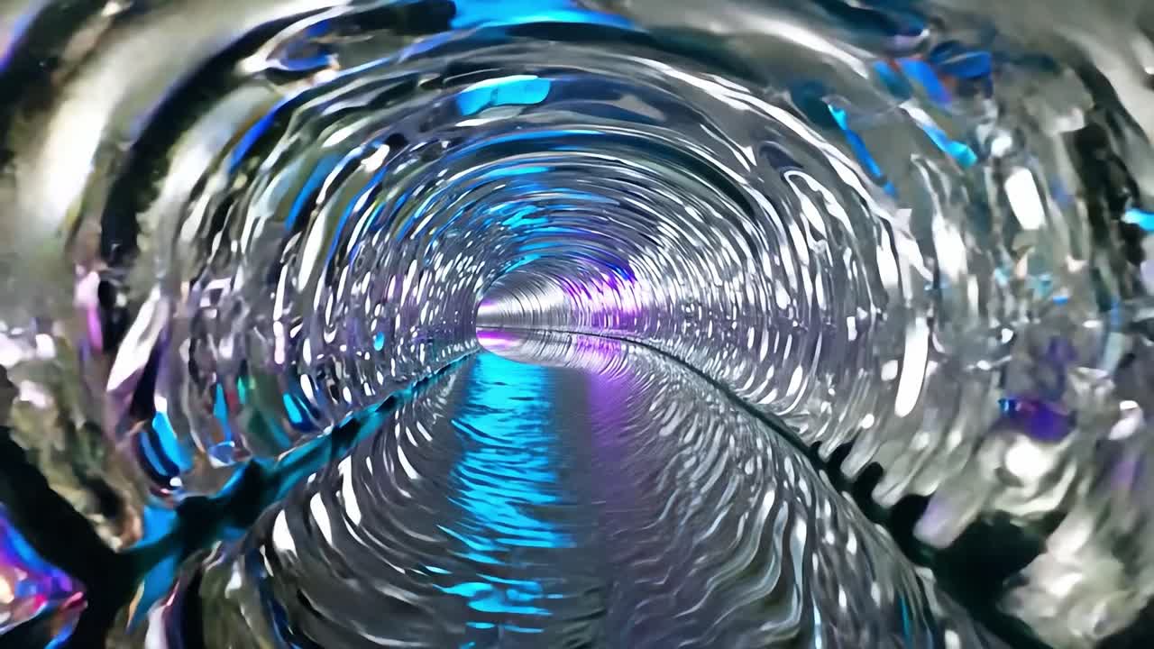 túnel abstracto con luces azules y púrpuras