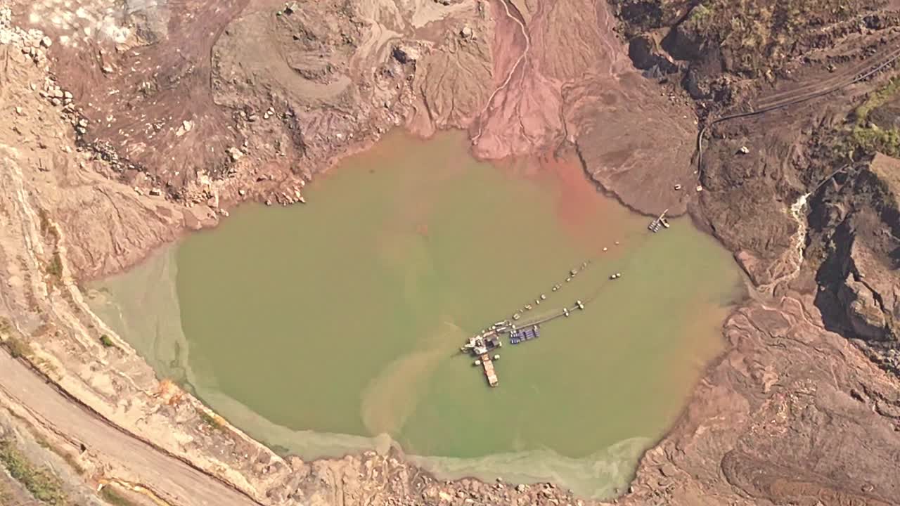 Drone Circling Above Siana Gold and Silver Mine in Mainit, Philippines