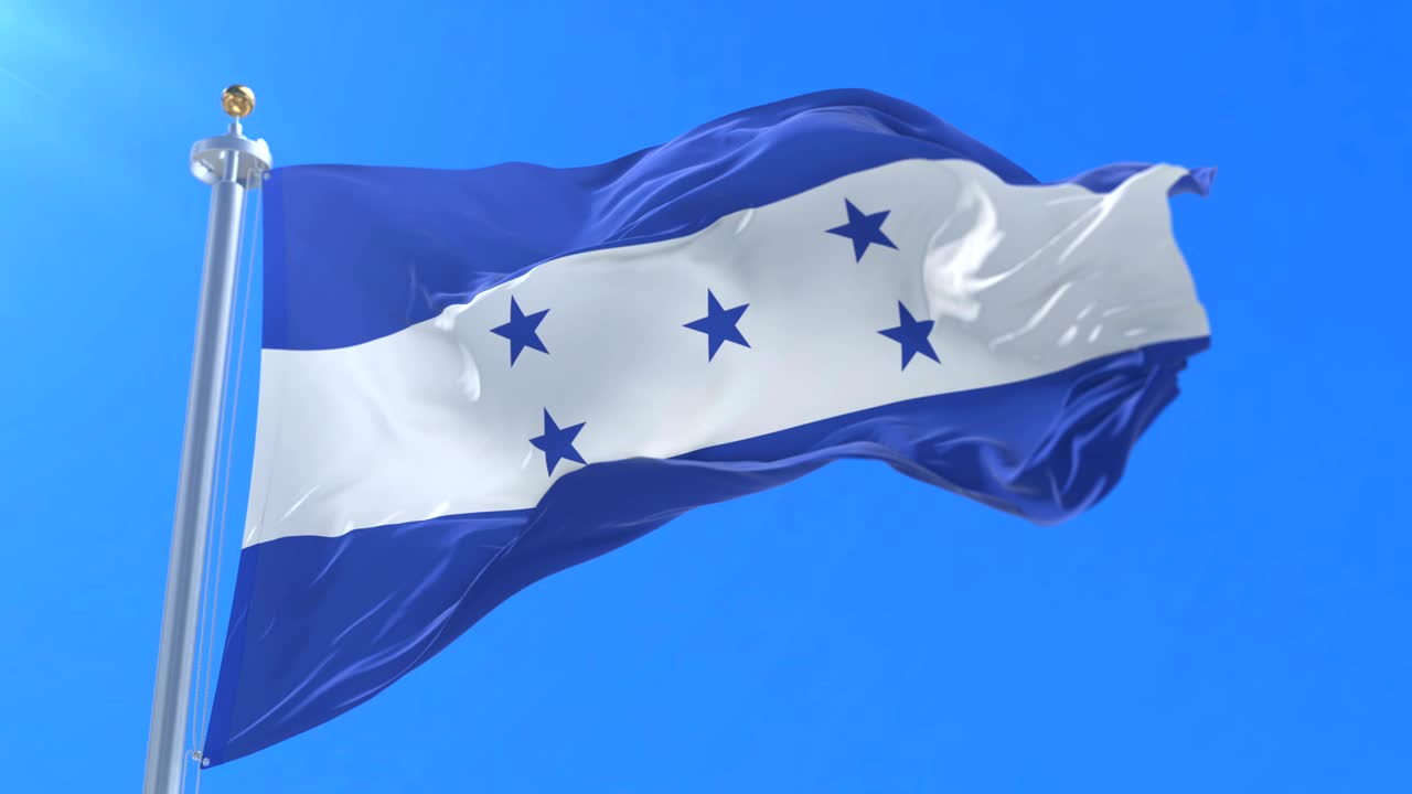 온두라스 발이 바람에 흔들리고 푸른 하늘이 느리고 루프로