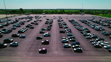 establisher aerial of stinger car hauler double deck trailer loading with new cars for dealership auto industry