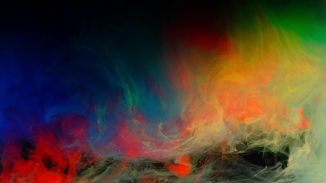 4K, Color drops in water, abstract color mix, drop of Ink color mix paint falling on water Colorful ink in water, 4K footage,