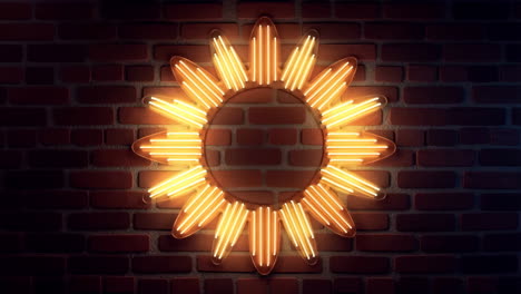 neon sun sign on brick wall