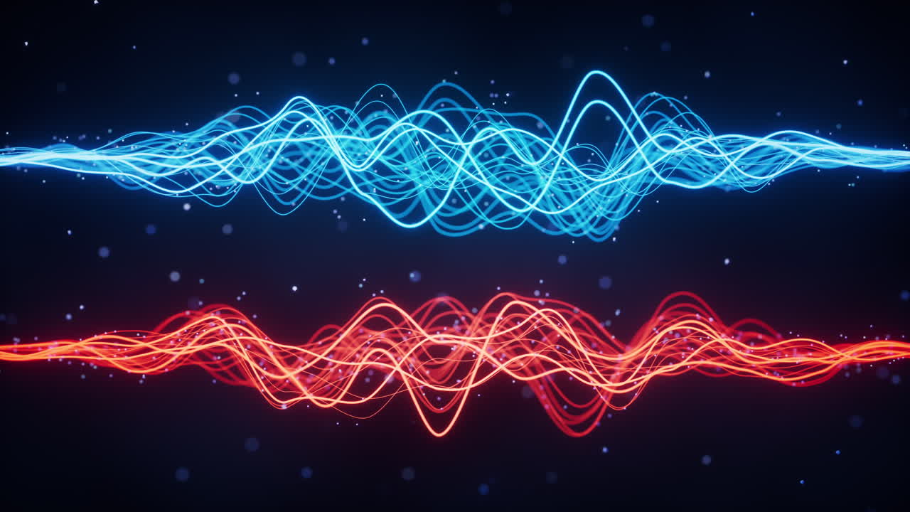 추상적인 파도 그라디엔트 곡선과 입자, 3d 렌더링