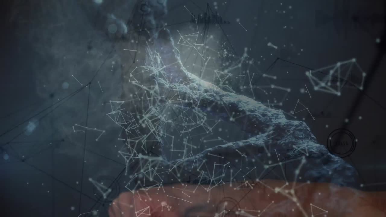 백인 남성 운동선수 의 손 위 에 있는 dna 와 연결 의 애니메이션