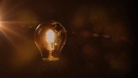 Animation-of-lit-light-bulb-with-cracked-glass-and-copy-space