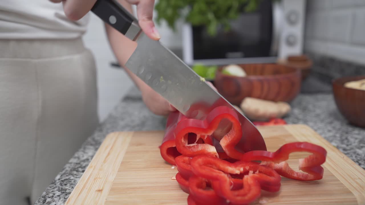 Chopping Red Bell Pepper