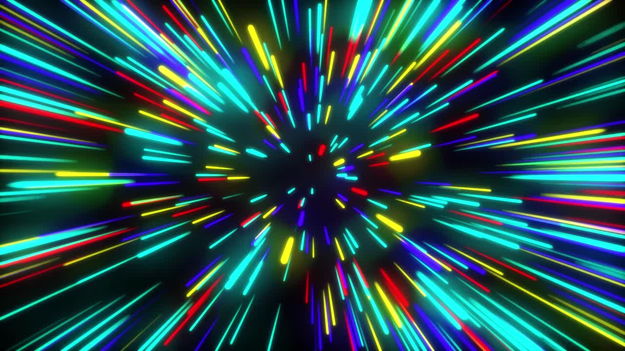 Colorful Light Streaks Zooming Through Abstract Space