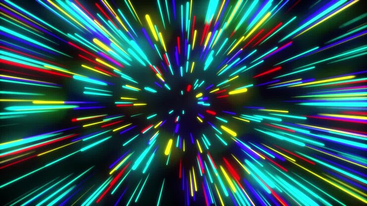 Colorful Light Streaks Zooming Through Abstract Space