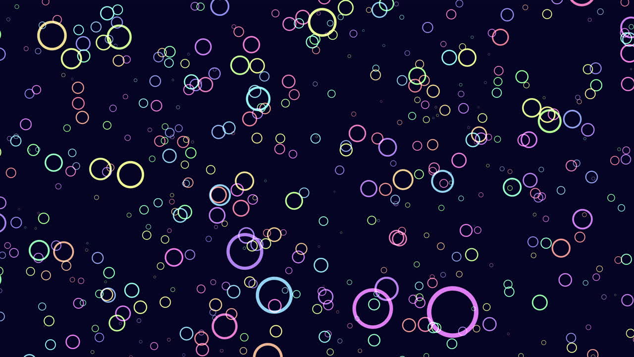 Vibrant floating circles colorful bubble-like patterns on black background