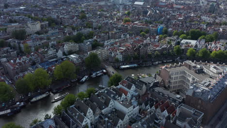 Wide-View-Circling-over-Amsterdam-Residential-Aerial-with-Houses-and-Canal