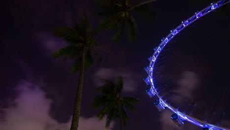 singapore city night illuminated famous flyer bay up view panorama timelapse 4k