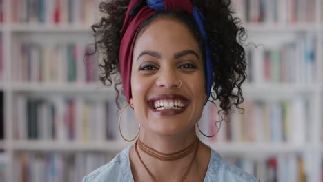 portrait attractive young hispanic woman student laughing enjoying successful lifestyle beautiful independent female slow motion