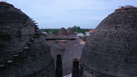 Aerial-view-of-brick-kilns-and-canal-in-Vinh-Long-in-the-Mekong-Delta,-Vietnam