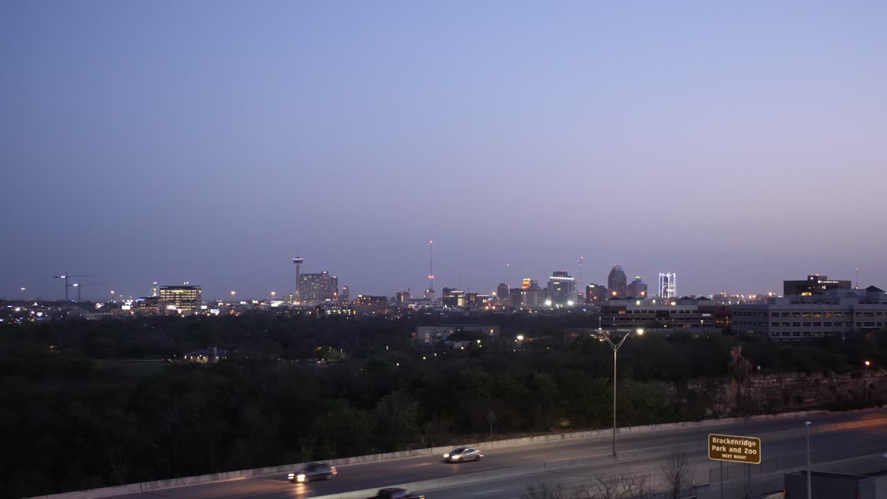 다운타운 샌안토니오 선셋 스카이라인 4k 30fps