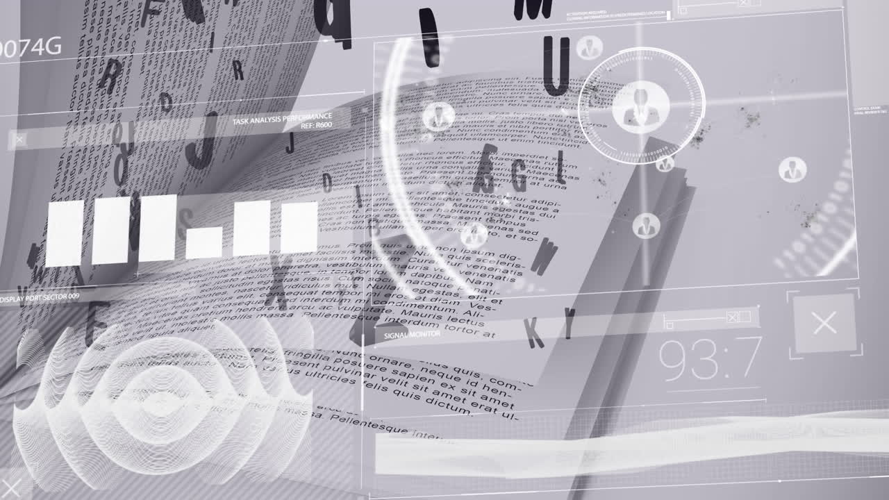 Animation of data processing over book