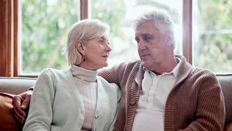 senior, couple or face with smile for hug