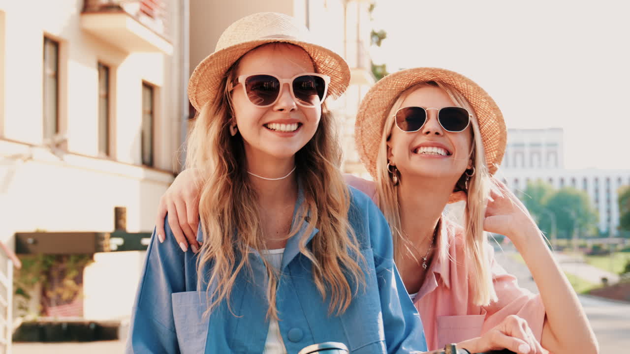 스쿠터 를 타고 있는 두 친구