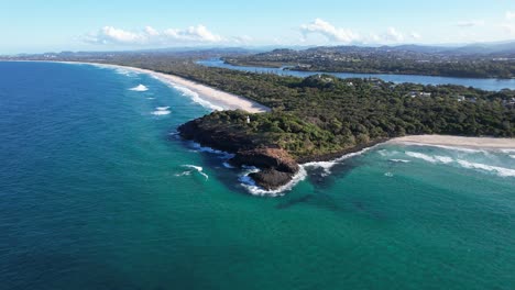 Beautiful-Afternoon---Fingal-Headland--Tasman-Sea---New-South-Wales--NSW---Australia---Aerial-Shot