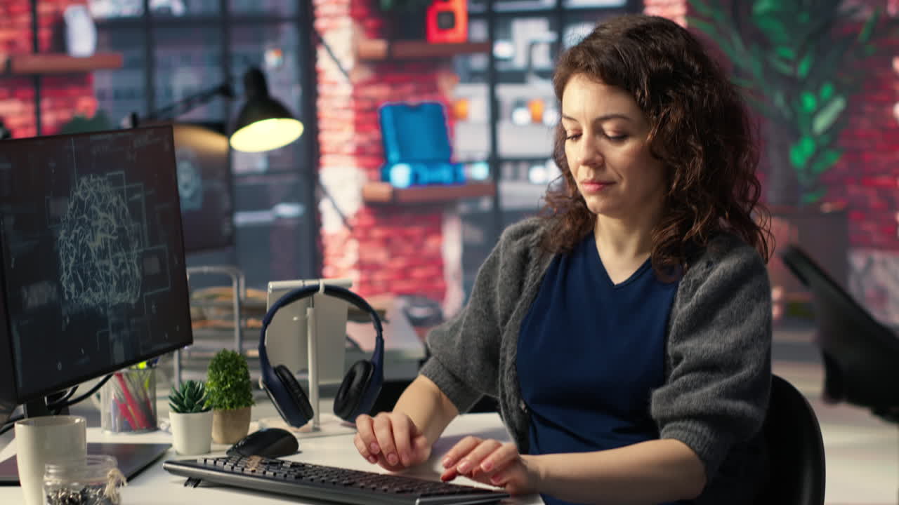 Teleworking developer using computer for artificial intelligence computing