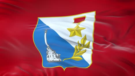 sevastopol flag waving in the wind with highly detailed fabric texture. seamless loop