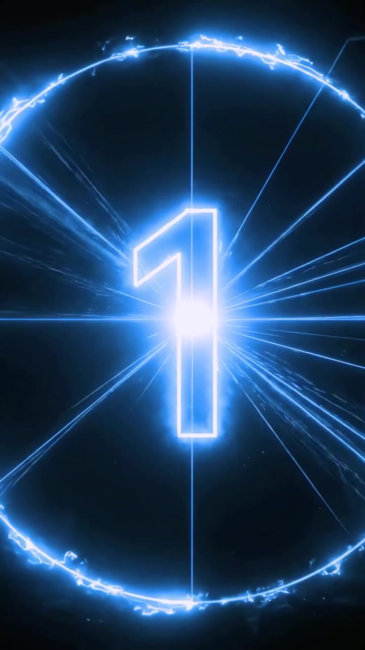 Energetic Blue Neon Number Countdown Animation