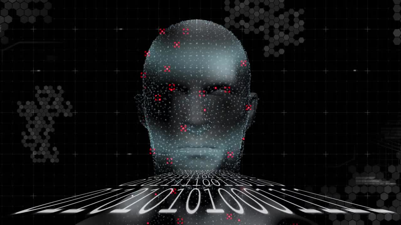 Animation of data processing over digital human head