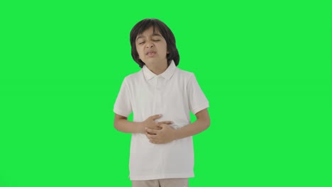 Niño-Indio-Enfermo-Con-Dolor-De-Estómago-Pantalla-Verde