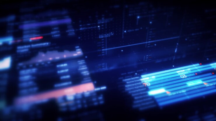 Data matrix simulation with cutting-edge digital environment with a dynamic and immersive display of interconnected data matrix information networks systems background