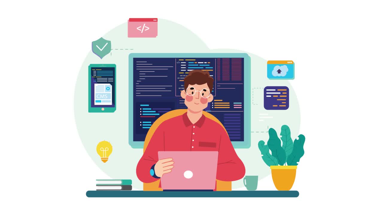 Computer Programmer Coding Animation Scene After Effects | Premium ...