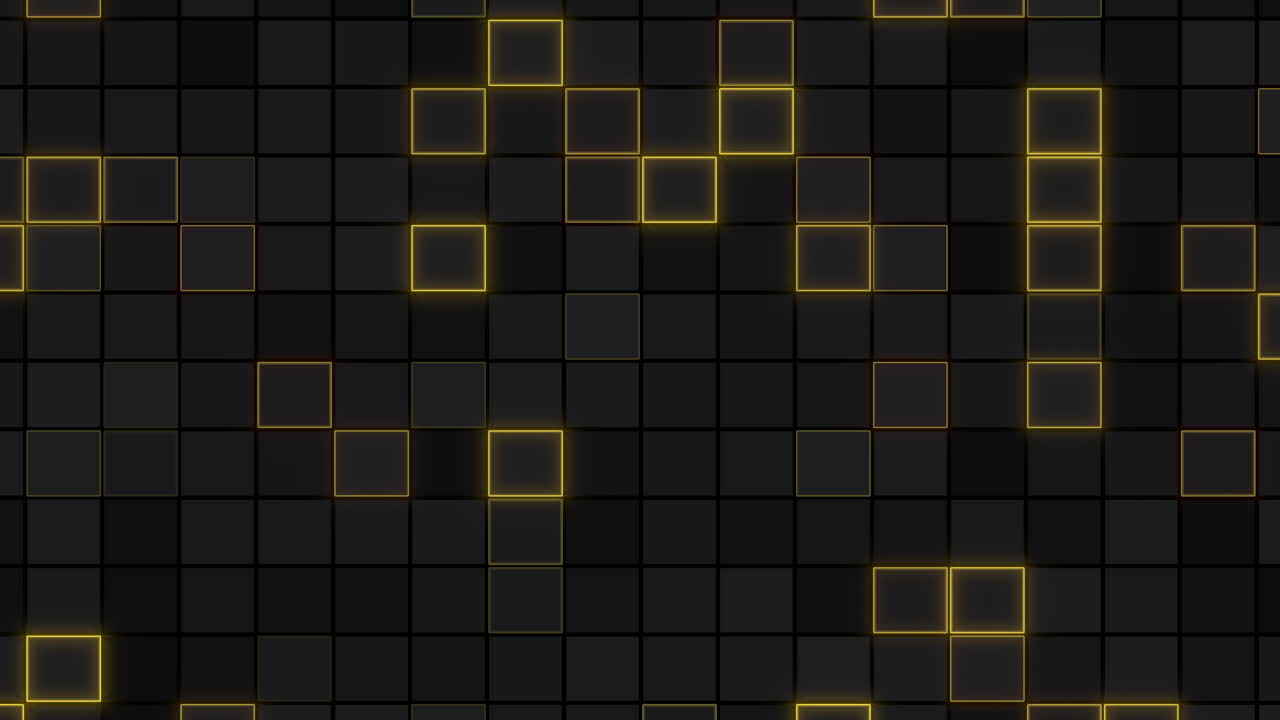 A luminous grid of black and yellow squares fills the image, exuding a vibrant glow. Symmetrical arrangement adds to the captivating visual allure