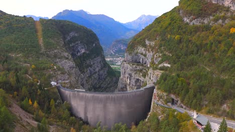 the towering vajont dam stands still, a historic landmark in italy.