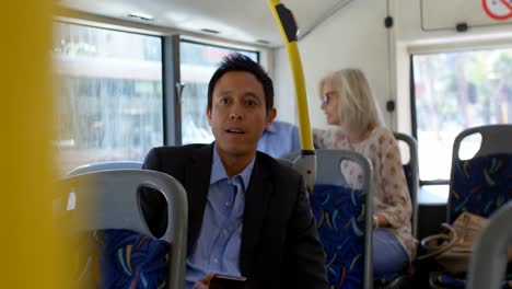 businessman travelling in a bus 4k