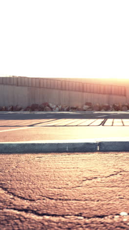 empty parking lot at sunset