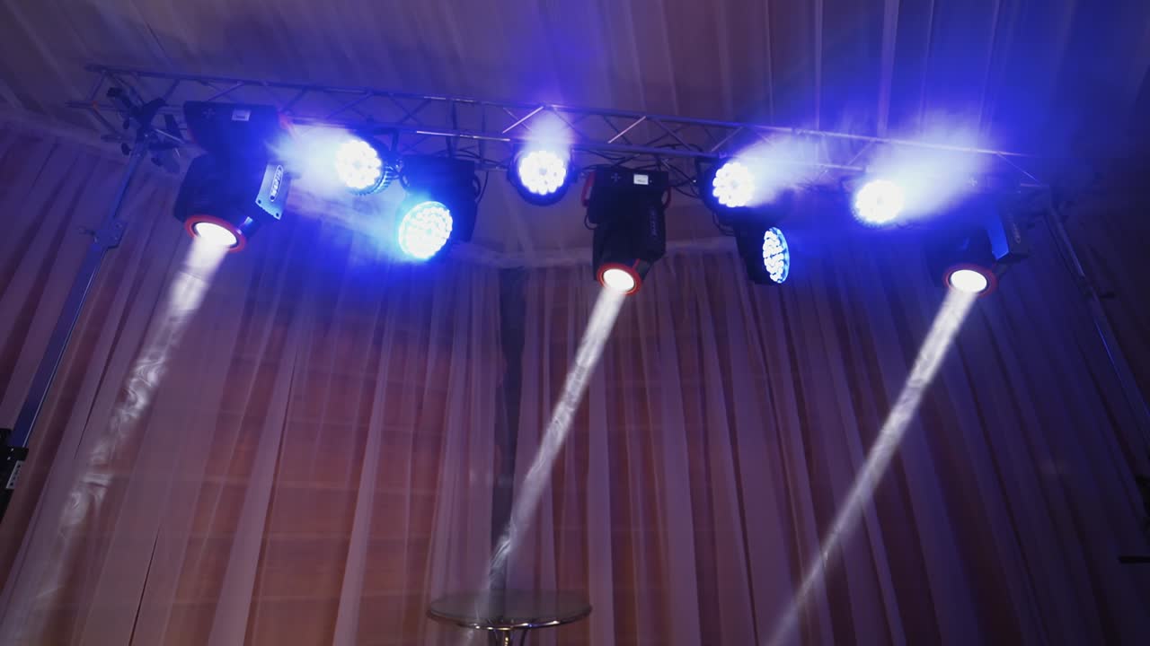 Stage lights at the concert. Concert on stage background with flood lights