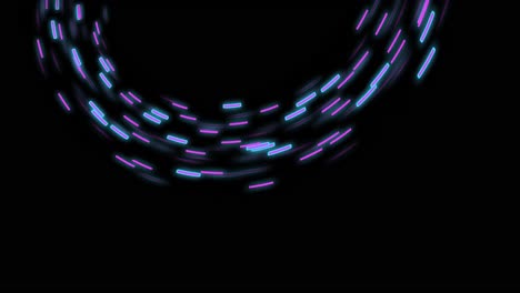 Animation of glowing light trails of data transfer moving on black background